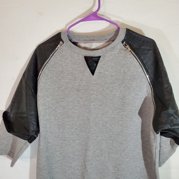 Bleeker And Mercer Leather Zipper Sleeve Top Large - Picture 5 of 5